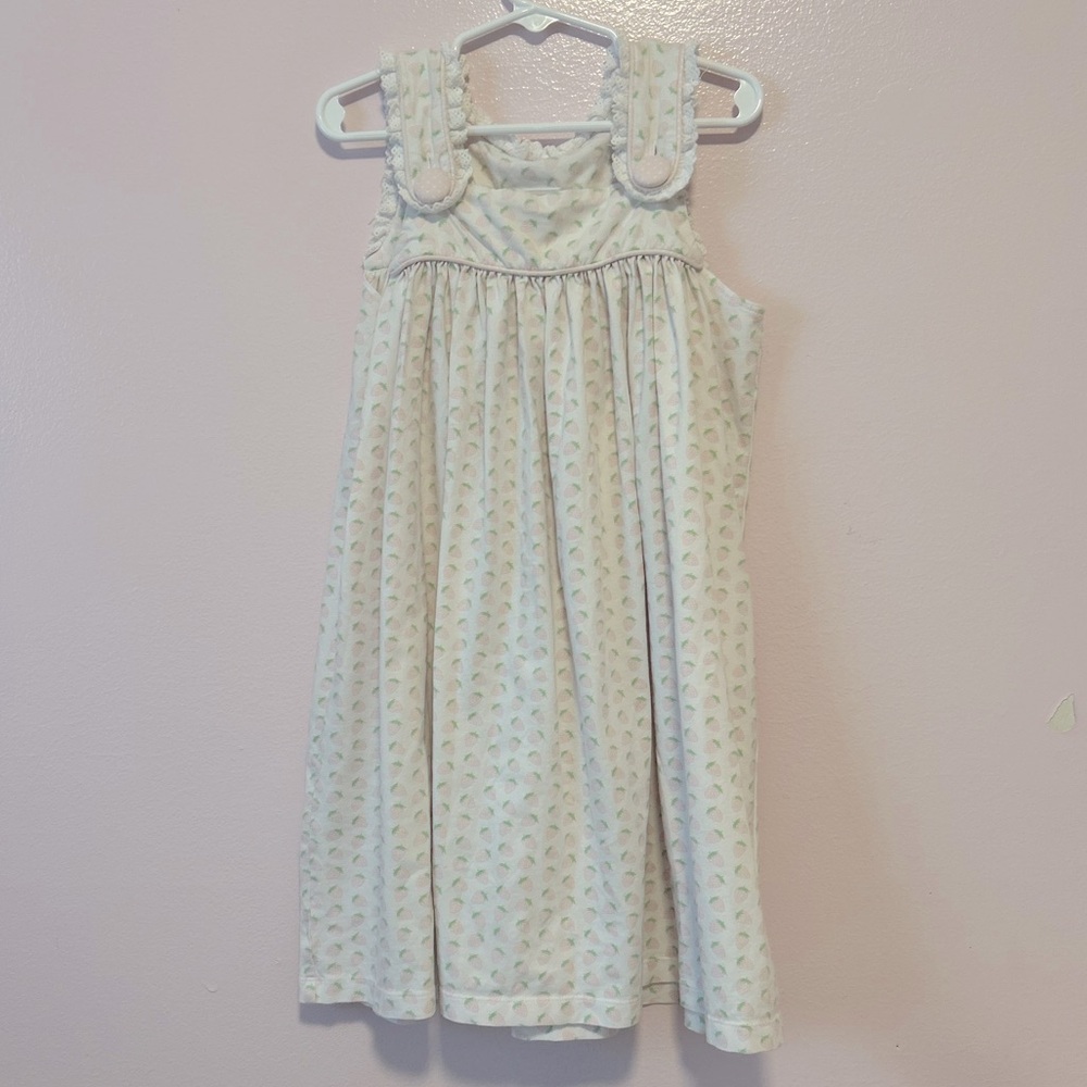 Shrimp & Grits Kids Pink Strawberry Print Dress Sz 6